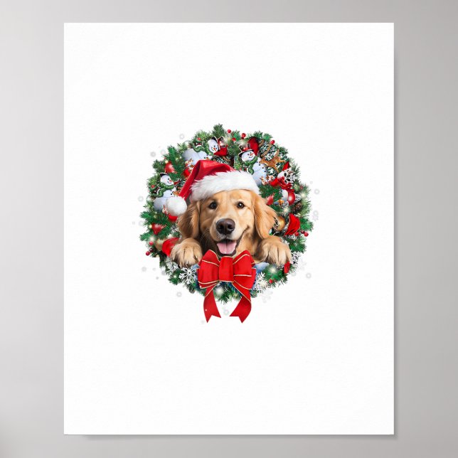Golden Retriever Christmas Wreath Decoration Xmas  (Front)