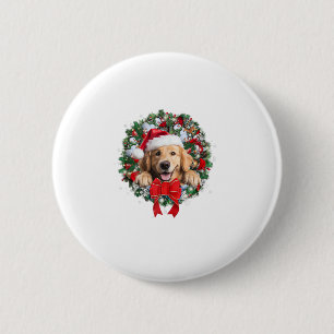 Golden Retriever Christmas Wreath Decoration Xmas 2 Inch Round Button