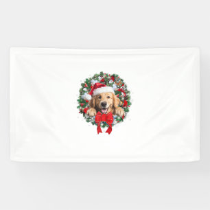 Golden Retriever Christmas Wreath Decoration Xmas  Banner