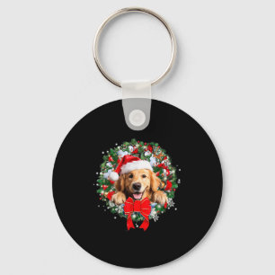 Golden Retriever Christmas Wreath Decoration Xmas Keychain