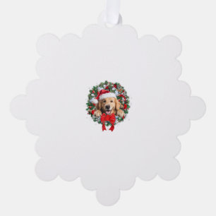 Golden Retriever Christmas Wreath Decoration Xmas  Ornament Card