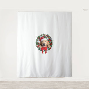 Golden Retriever Christmas Wreath Decoration Xmas Tapestry
