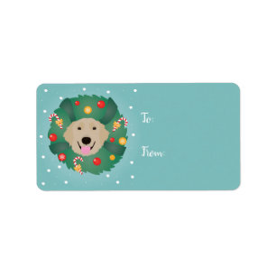 Golden Retriever Christmas Wreath Label