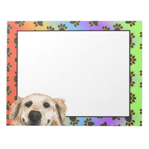 Golden Retriever colourful dog paw pattern  Notepad
