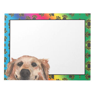 Golden Retriever colourful dog paw pattern   Notepad