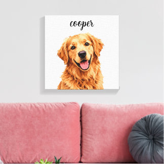 Golden Retriever “Cooper” Custom Name Canvas Print