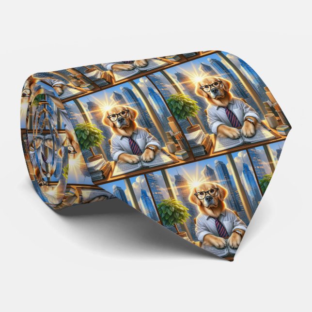 Golden Retriever Corporate Businessman Tie (Rolled)