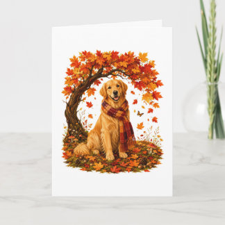 Golden Retriever Cozy Autumn Thanksgiving Holiday Card