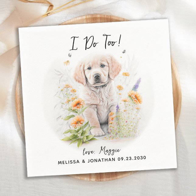 Golden Retriever Custom Dog Wedding Cocktail Napkin (Creator Uploaded)