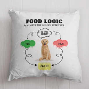Golden Retriever Custom Name Food Logic Flowchart Throw Pillow