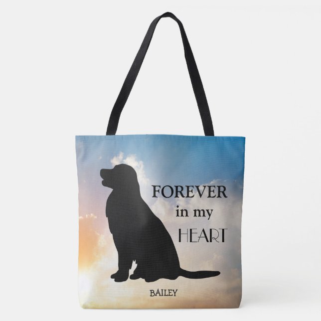 Golden Retriever Custom Name Memorial Silhouette Tote Bag (Front)