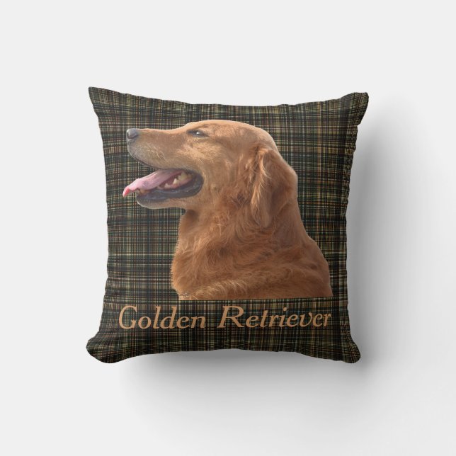 Golden Retriever Customizable Throw Pillow (Front)