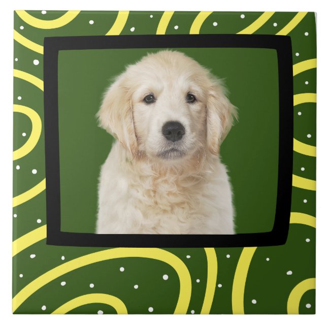 Golden Retriever customized photo frame  Tile (Front)