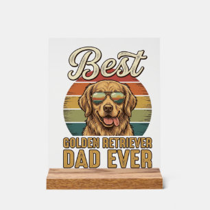 Golden Retriever Dad Ever Vintage Sunset Shirt Des Acrylic Sign