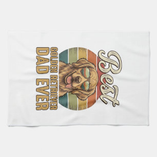 Golden Retriever Dad Ever Vintage Sunset Shirt Des Kitchen Towel