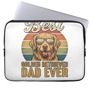 Golden Retriever Dad Ever Vintage Sunset Shirt Des Laptop Sleeve
