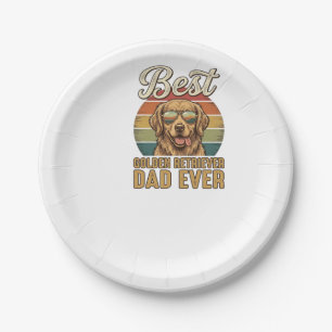 Golden Retriever Dad Ever Vintage Sunset Shirt Des Paper Plate
