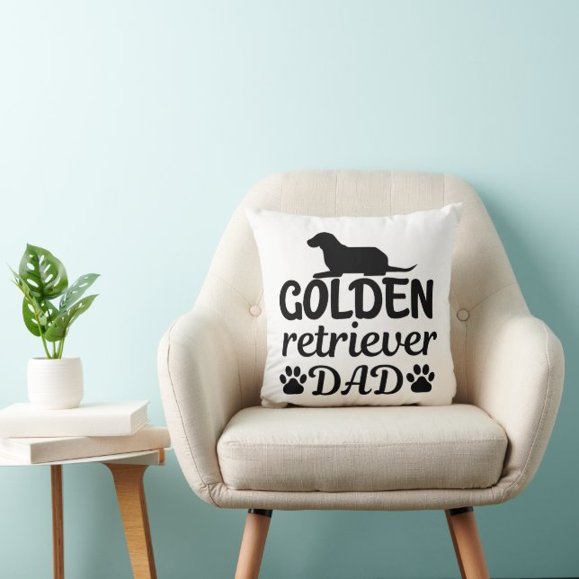 Golden Retriever Dad  Funny Men's Basic T-Shirt Throw Pillow (Chair)