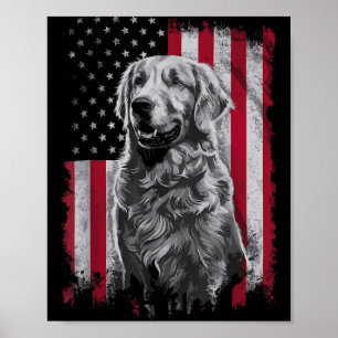 Golden Retriever Dad Mom America 4th of July Poster