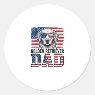Golden Retriever Dad Patriotic Vintage Dog Shirt_1 Classic Round Sticker