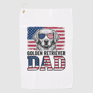 Golden Retriever Dad Patriotic Vintage Dog Shirt_1 Golf Towel