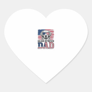Golden Retriever Dad Patriotic Vintage Dog Shirt_1 Heart Sticker