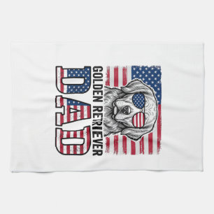 Golden Retriever Dad Patriotic Vintage Dog Shirt_1 Kitchen Towel