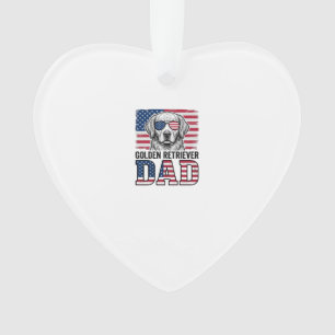 Golden Retriever Dad Patriotic Vintage Dog Shirt_1 Ornament