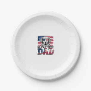 Golden Retriever Dad Patriotic Vintage Dog Shirt_1 Paper Plate