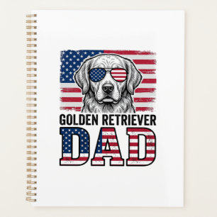 Golden Retriever Dad Patriotic Vintage Dog Shirt_1 Planner