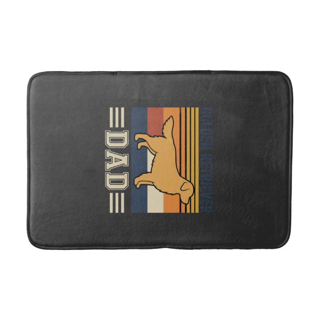Golden Retriever Dad Retro Dog Bath Mat (Front)