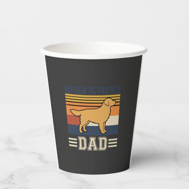 Golden Retriever Dad Retro Dog Paper Cups (Front)
