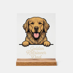 Golden Retriever Dad Vintage Engraving Acrylic Sign