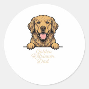 Golden Retriever Dad Vintage Engraving Classic Round Sticker