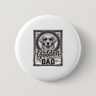 Golden Retriever Dad Vintage Engraving Design_1 2 Inch Round Button
