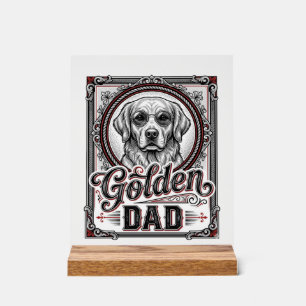 Golden Retriever Dad Vintage Engraving Design_1 Acrylic Sign