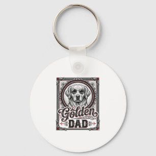 Golden Retriever Dad Vintage Engraving Design_1 Keychain