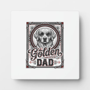 Golden Retriever Dad Vintage Engraving Design_1 Plaque