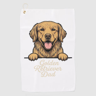 Golden Retriever Dad Vintage Engraving Golf Towel
