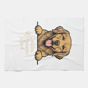 Golden Retriever Dad Vintage Engraving Kitchen Towel