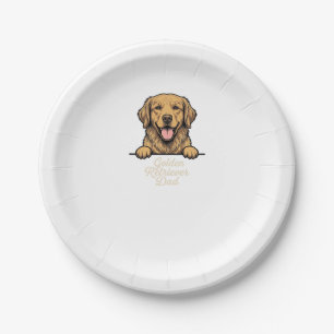 Golden Retriever Dad Vintage Engraving Paper Plate