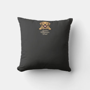 Golden Retriever Dad Vintage Engraving Throw Pillow