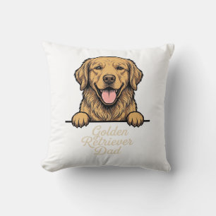 Golden Retriever Dad Vintage Engraving Throw Pillow