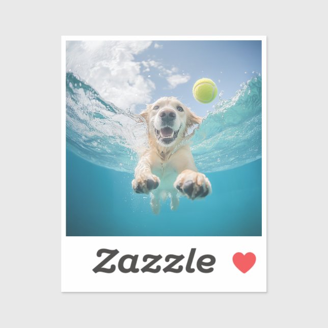 Golden Retriever Diving Tennis Ball Underwater (Sheet)