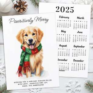 Golden Retriever Dog 2026 Calendar Cute Christmas  Holiday Card