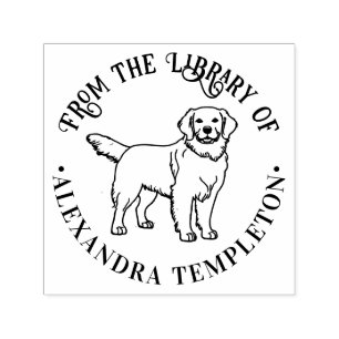 Golden Retriever Dog #2 Library Book Name Embosser Self-inking Stamp