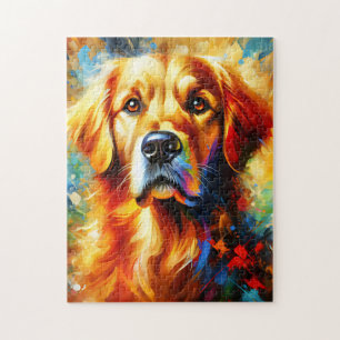 Golden Retriever Dog Acrylic Print   Colourful Jigsaw Puzzle