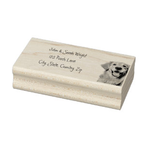 Golden Retriever  Dog Address Label Rubber Stamp
