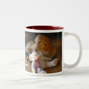 Golden Retriever Dog and Teddy Bear Two-Tone Coffee Mug