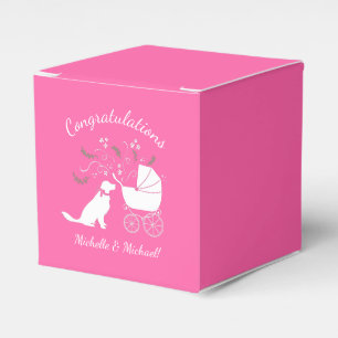 Golden Retriever Dog Baby Shower Pink Girl Favor Box